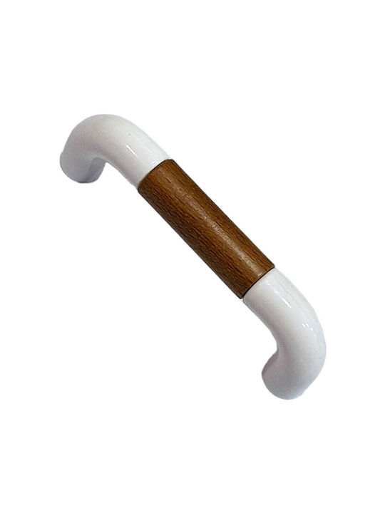 Italian Furniture Handle Eureka 11686-064-lef1 White Wooden Size 6.4cm