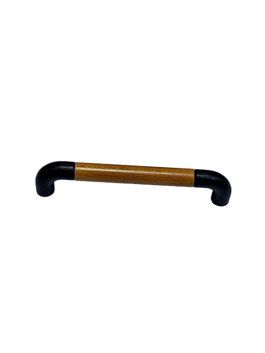 Italian Furniture Handle Eureka 11684-096-lef1 Black Matte Wood Size 9.6cm