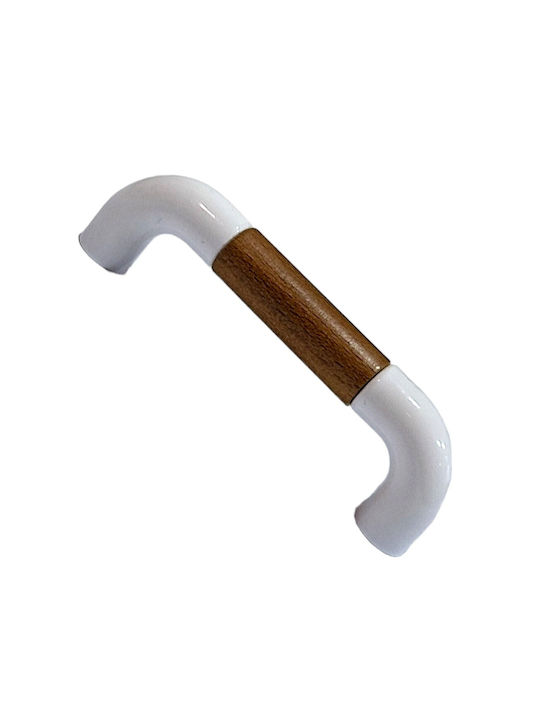 Italian Furniture Handle Eureka 11686-064-lef1 White Wooden Size 6.4cm