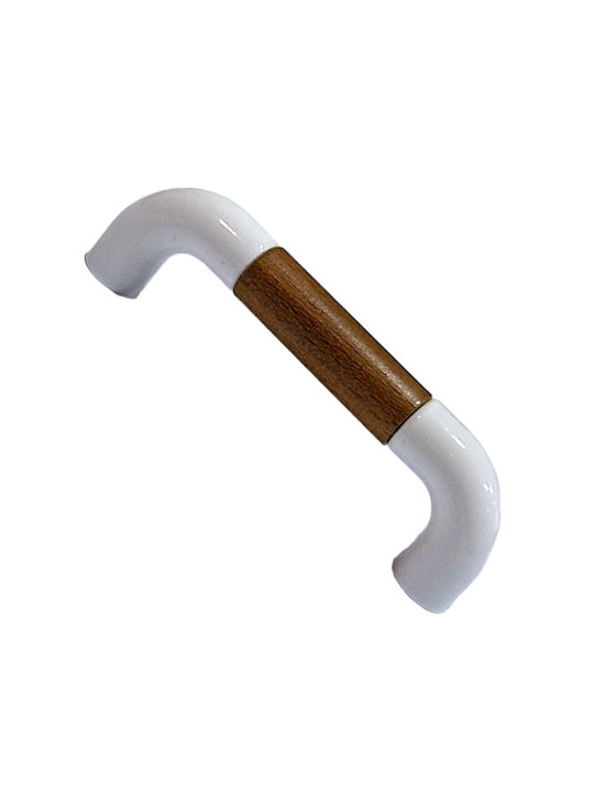 Italian Furniture Handle Eureka 11686-064-lef1 White Wooden Size 6.4cm