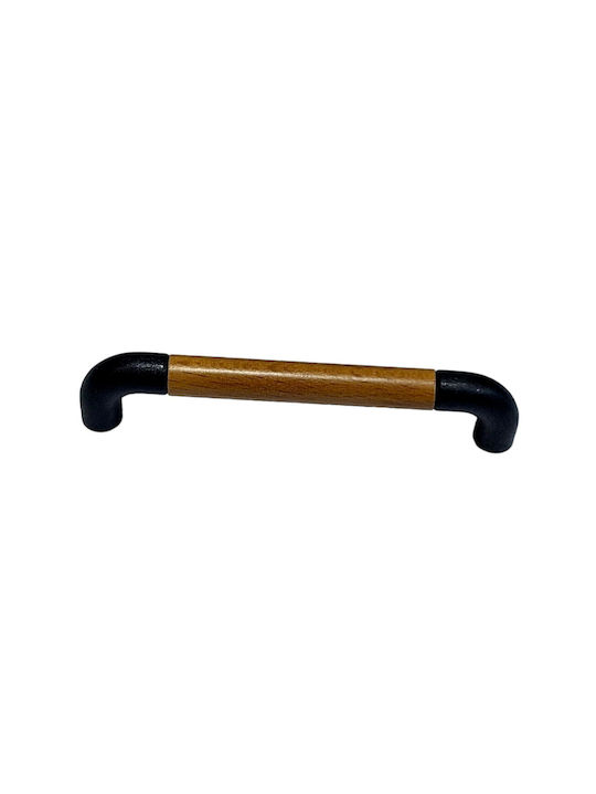Italian Furniture Handle Eureka 11684-096-lef1 Black Matte Wood Size 9.6cm