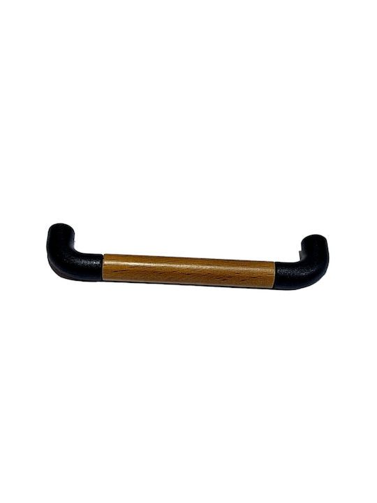 Italian Furniture Handle Eureka 11684-096-lef1 Black Matte Wood Size 9.6cm