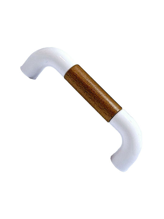 Italian Furniture Handle Eureka 11686-064-lef1 White Wooden Size 6.4cm