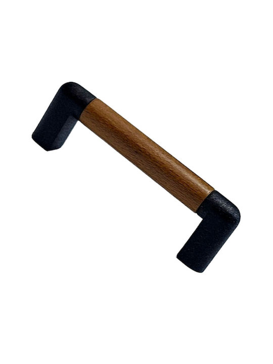 Italian Furniture Handle Eureka 11679-064-lef1 Black Matt Wood Size 6.4cm