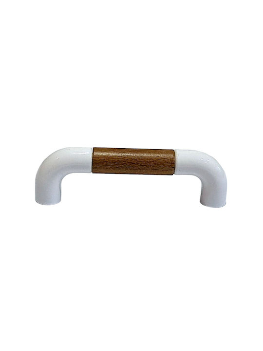 Italian Furniture Handle Eureka 11686-064-lef1 White Wooden Size 6.4cm