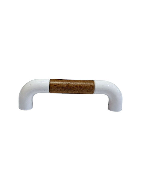 Italian Furniture Handle Eureka 11686-064-lef1 White Wooden Size 6.4cm