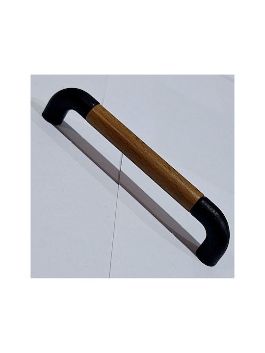Italian Furniture Handle Eureka 11684-096-lef1 Black Matte Wood Size 9.6cm
