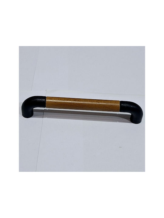 Italian Furniture Handle Eureka 11684-096-lef1 Black Matte Wood Size 9.6cm