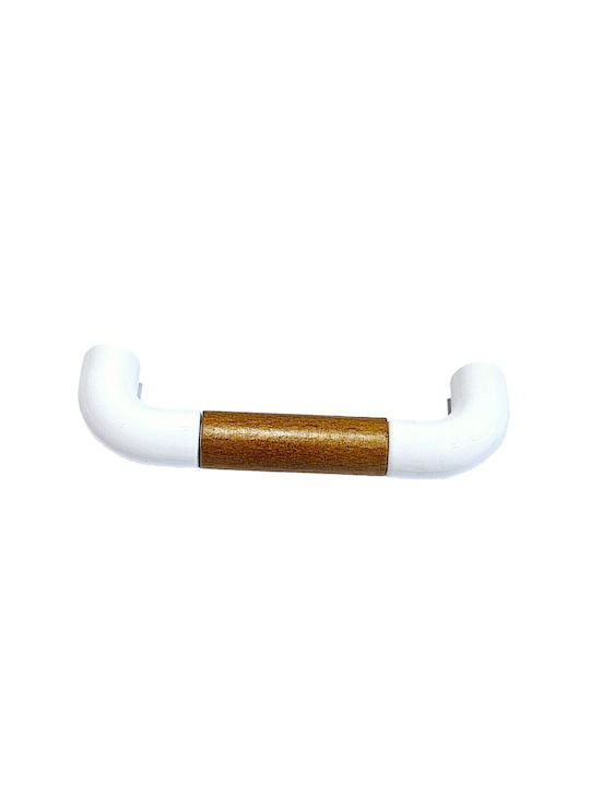 Italian Furniture Handle Eureka 11686-064-lef1 White Wooden Size 6.4cm