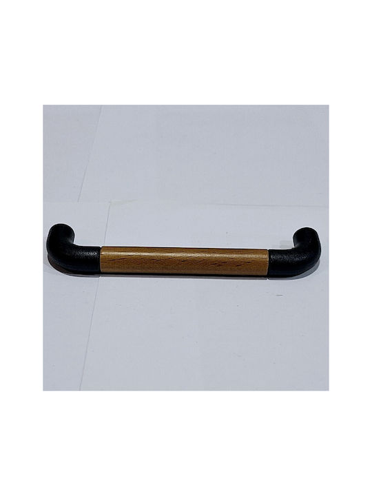 Italian Furniture Handle Eureka 11684-096-lef1 Black Matte Wood Size 9.6cm