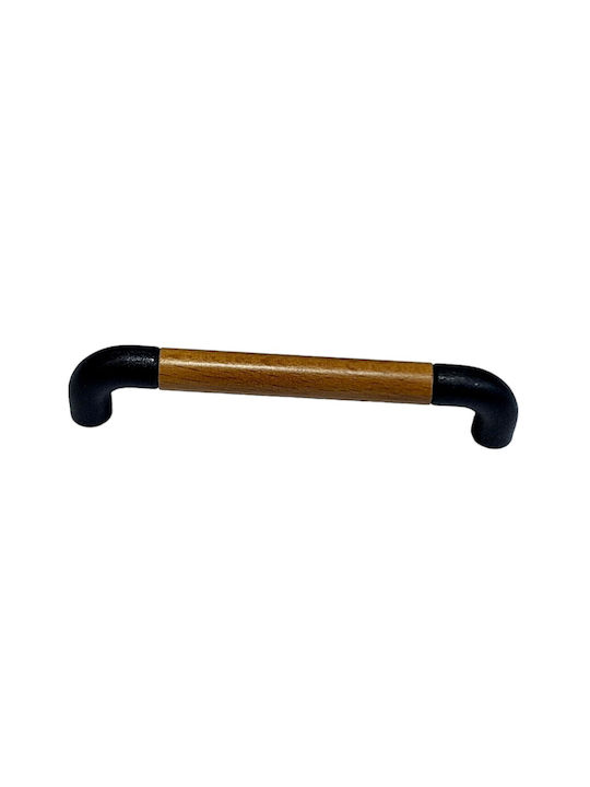 Italian Furniture Handle Eureka 11687-064-lef1 Black Matte Wood Size 6.4cm
