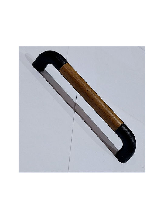 Italian Furniture Handle Eureka 11684-096-lef1 Black Matte Wood Size 9.6cm