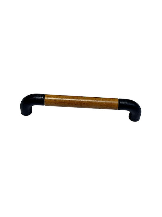 Italian Furniture Handle Eureka 11687-064-lef1 Black Matte Wood Size 6.4cm