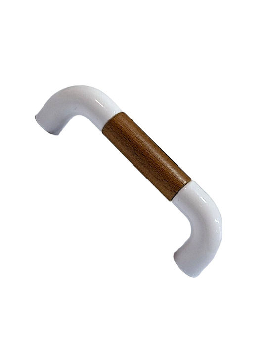 Italian Furniture Handle Eureka 11685-096-lef1 White Wooden Size 9.6cm