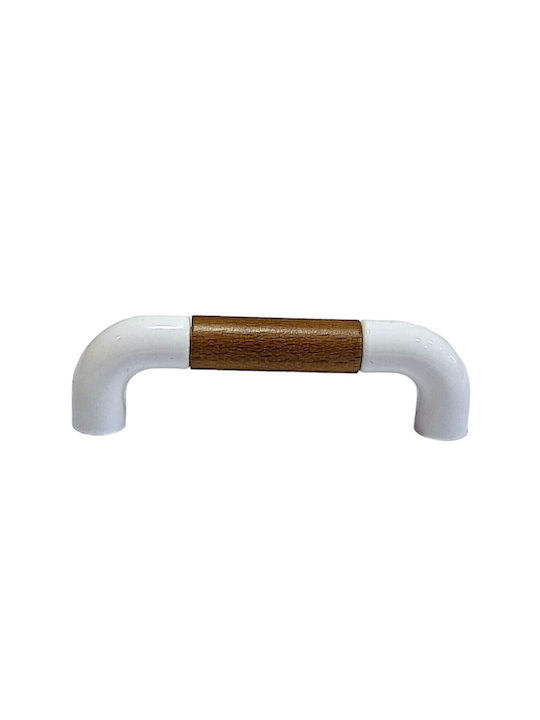 Italian Furniture Handle Eureka 11685-096-lef1 White Wooden Size 9.6cm