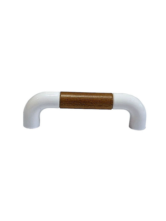 Italian Furniture Handle Eureka 11685-096-lef1 White Wooden Size 9.6cm