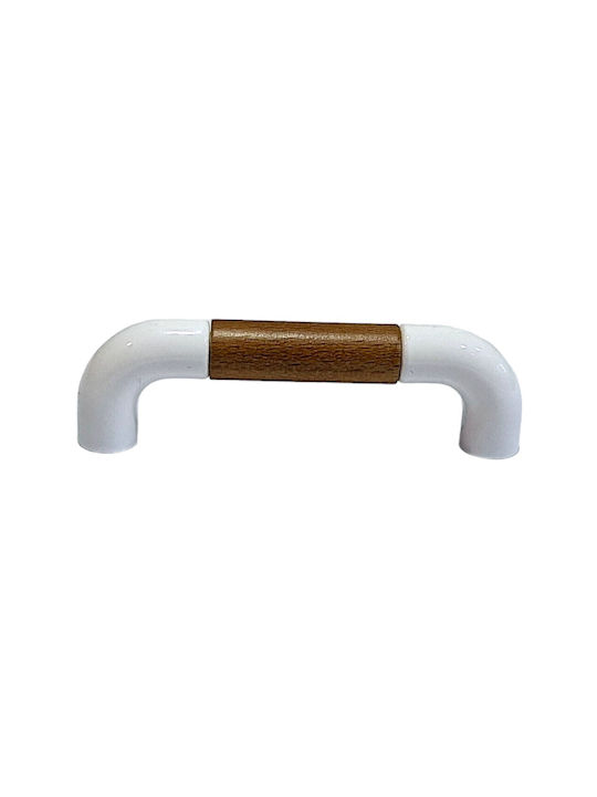 Italian Furniture Handle Eureka 11685-096-lef1 White Wooden Size 9.6cm