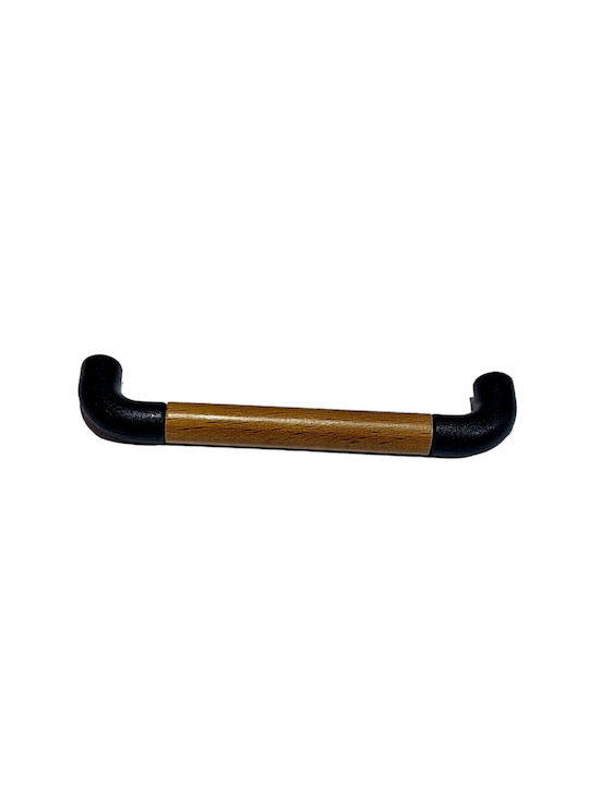 Italian Furniture Handle Eureka 11687-064-lef1 Black Matte Wood Size 6.4cm