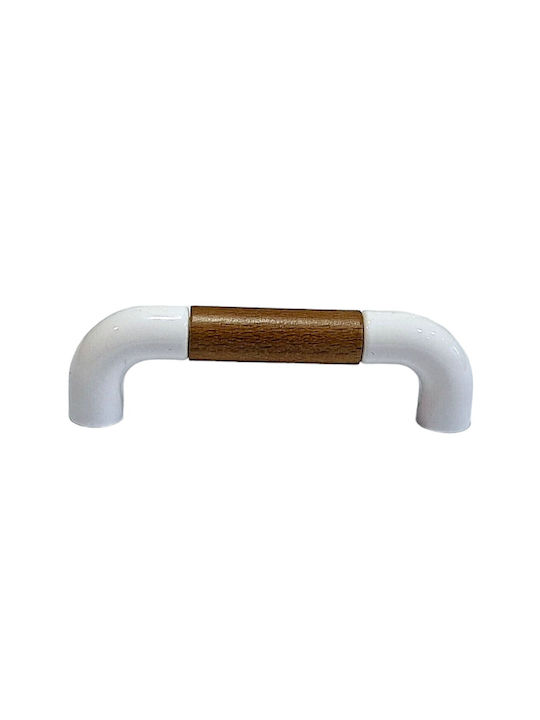 Italian Furniture Handle Eureka 11685-096-lef1 White Wooden Size 9.6cm