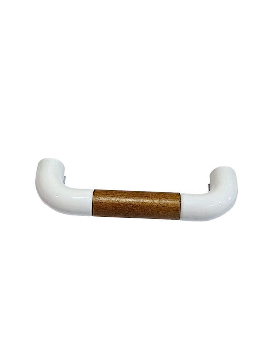 Italian Furniture Handle Eureka 11685-096-lef1 White Wooden Size 9.6cm