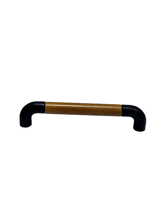 Italian Furniture Handle Eureka 11687-064-lef1 Black Matte Wood Size 6.4cm