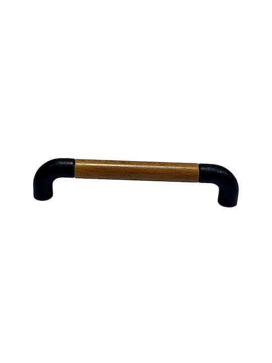 Italian Furniture Handle Eureka 11687-064-lef1 Black Matte Wood Size 6.4cm