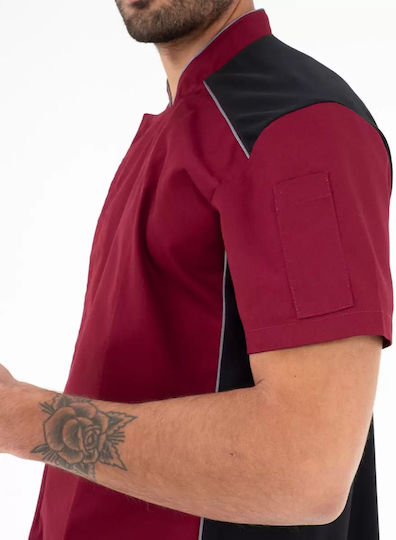 Giblor's Mantel Koch Burgundisch mit Kurzärmelig