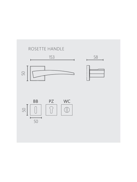 Door Lever Zogometal 386 Rosette Zamak Chrome Glossy Bathroom Bolt Pair
