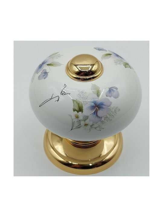Italienischer Porzellan-Knopf für Vordertür Mandelli 10553-oro1 Gold 24k Maße 67 × 67 × 72 Mm