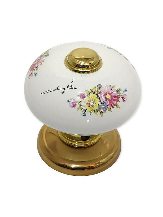 Italian Porcelain Front Door Knob Mandelli 10552-oro1 24k Gold Plated Dimensions 67×67×72 Mm