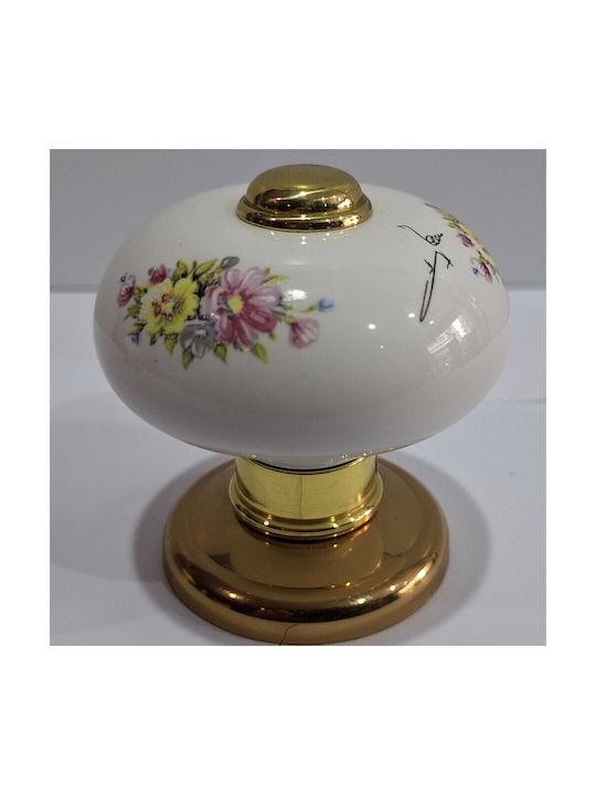 Italian Porcelain Front Door Knob Mandelli 10552-oro1 24k Gold Plated Dimensions 67×67×72 Mm