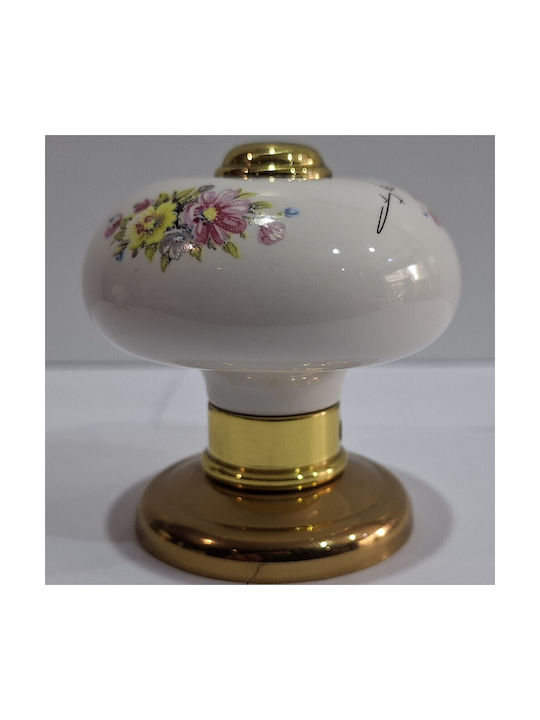 Italian Porcelain Front Door Knob Mandelli 10552-oro1 24k Gold Plated Dimensions 67×67×72 Mm