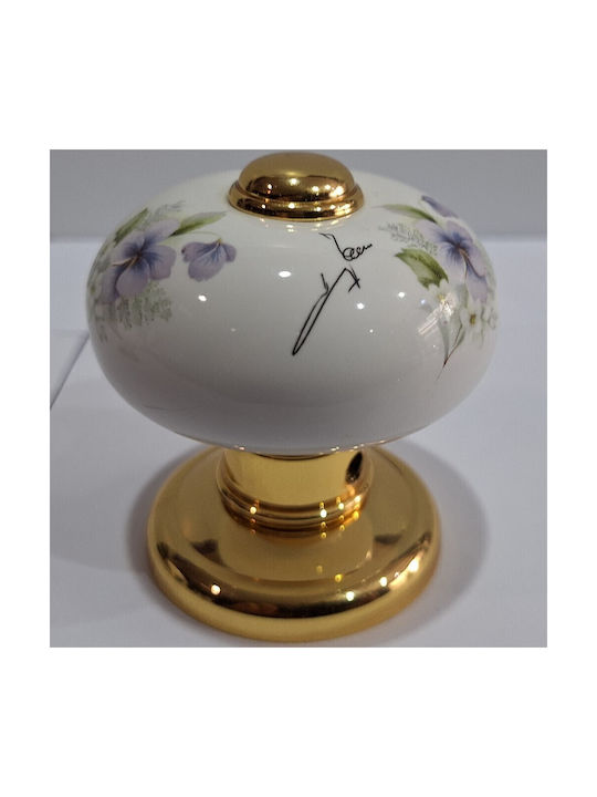 Italian Porcelain Front Door Knob Mandelli 10553-oro1 24k Gold Plated Dimensions 67 × 67 × 72 Mm
