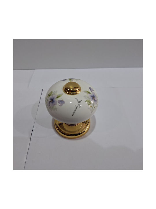 Italian Porcelain Front Door Knob Mandelli 10553-oro1 24k Gold Plated Dimensions 67 × 67 × 72 Mm