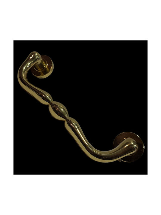 Italienischer Messing-Türgriff Mandelli 4916-oro1 Gold Glänzend Maße 24,0cm