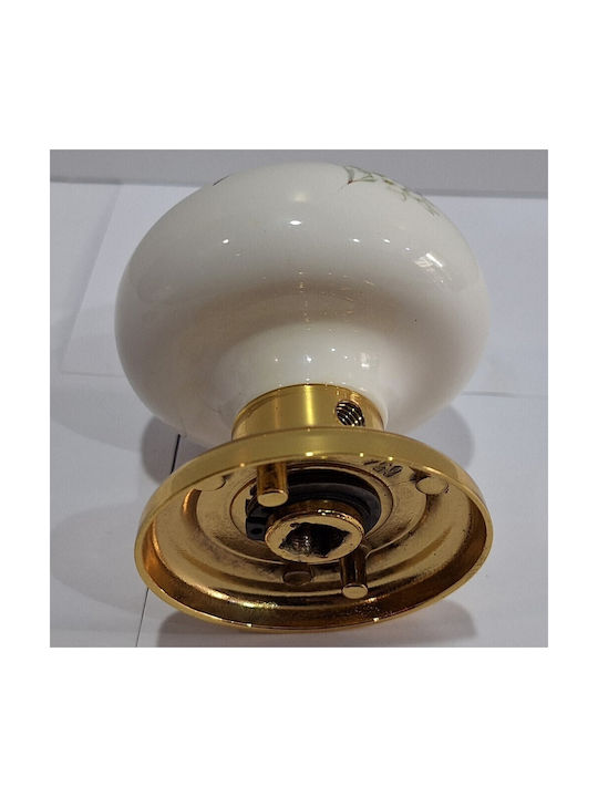 Italian Porcelain Front Door Knob Mandelli 10553-oro1 24k Gold Plated Dimensions 67 × 67 × 72 Mm