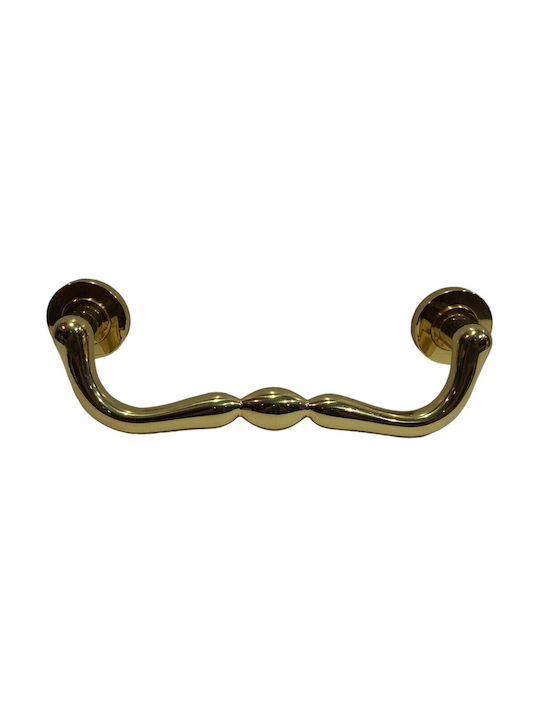 Italienischer Messing-Türgriff Mandelli 4916-oro1 Gold Glänzend Maße 24,0cm