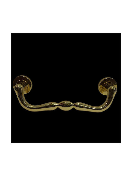 Italienischer Messing-Türgriff Mandelli 4916-oro1 Gold Glänzend Maße 24,0cm