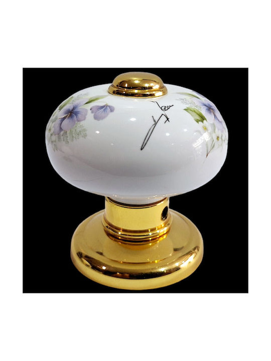 Italian Porcelain Front Door Knob Mandelli 10553-oro1 24k Gold Plated Dimensions 67 × 67 × 72 Mm