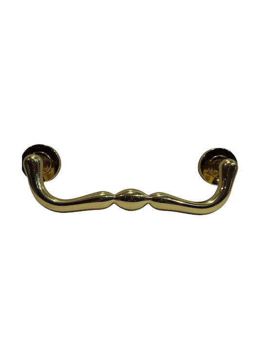 Italienischer Messing-Türgriff Mandelli 4916-oro1 Gold Glänzend Maße 24,0cm