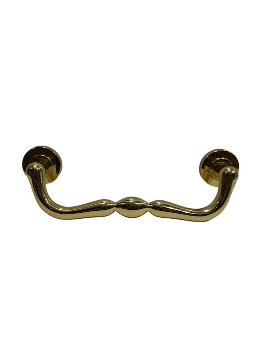 Italienischer Messing-Türgriff Mandelli 4916-oro1 Gold Glänzend Maße 24,0cm