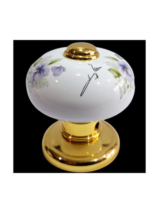 Italian Porcelain Front Door Knob Mandelli 10553-oro1 24k Gold Plated Dimensions 67 × 67 × 72 Mm