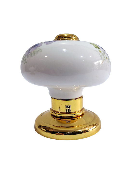 Italian Porcelain Front Door Knob Mandelli 10553-oro1 24k Gold Plated Dimensions 67 × 67 × 72 Mm