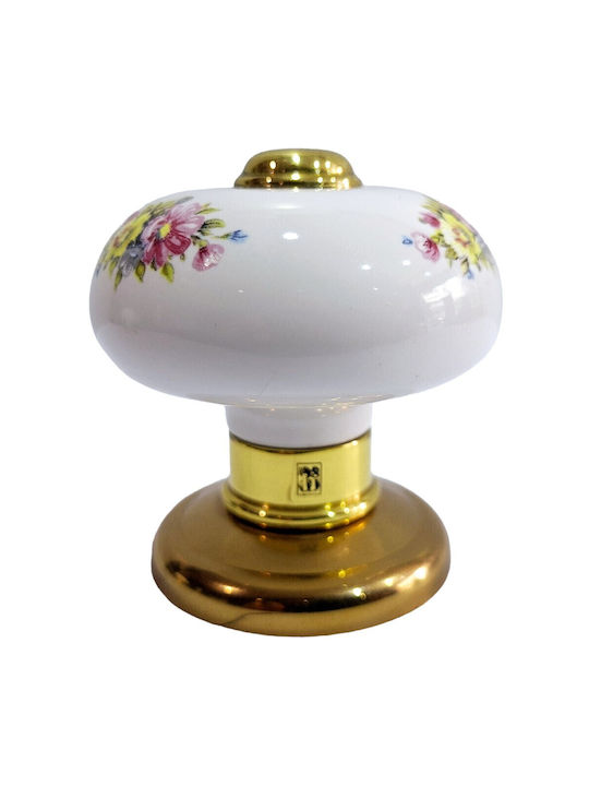 Italian Porcelain Front Door Knob Mandelli 10552-oro1 24k Gold Plated Dimensions 67×67×72 Mm