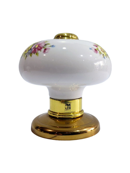 Italian Porcelain Front Door Knob Mandelli 10552-oro1 24k Gold Plated Dimensions 67×67×72 Mm