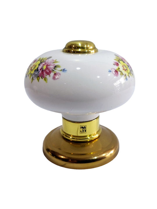Italian Porcelain Front Door Knob Mandelli 10552-oro1 24k Gold Plated Dimensions 67×67×72 Mm
