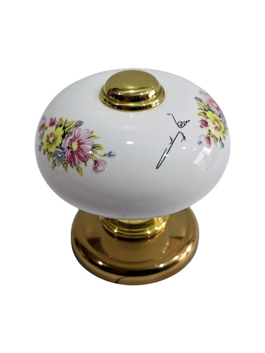 Italian Porcelain Front Door Knob Mandelli 10552-oro1 24k Gold Plated Dimensions 67×67×72 Mm