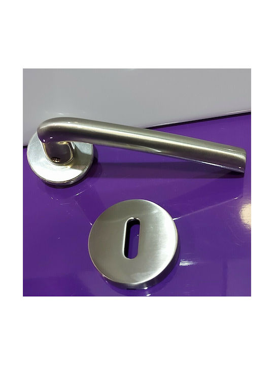 Italienisches Messing-Paar Türgriffe Mandelli 10472-12b1 Nickel Matt-Satin Maße 145×14×63 Mm