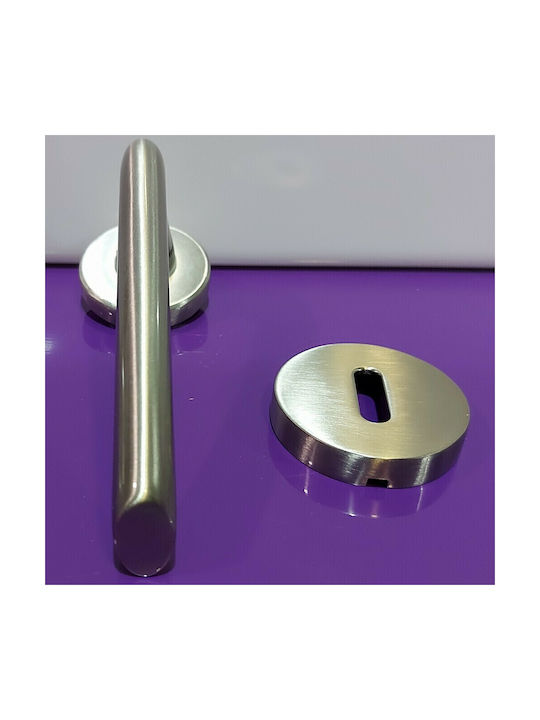 Italienisches Messing-Paar Türgriffe Mandelli 10472-12b1 Nickel Matt-Satin Maße 145×14×63 Mm