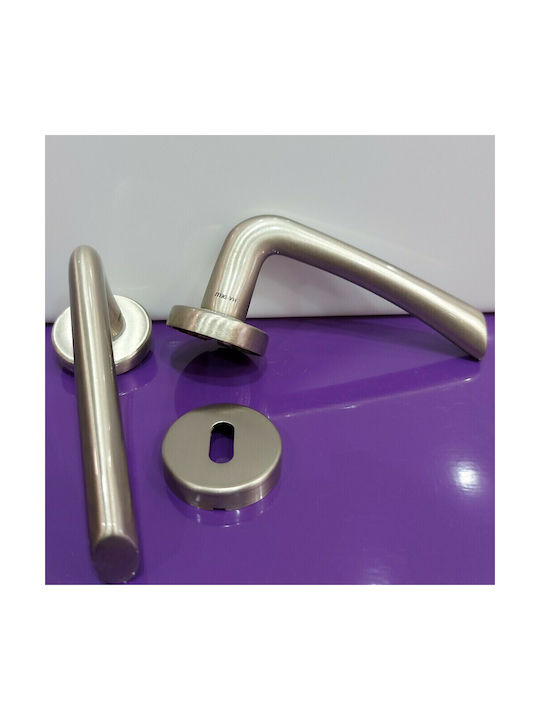 Italienisches Messing-Paar Türgriffe Mandelli 10472-12b1 Nickel Matt-Satin Maße 145×14×63 Mm